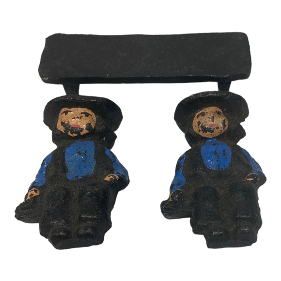 Vintage John Wright Cast Iron Amish 2 Boys on Bench 1997 Fig. A265 - Picture 3 of 6